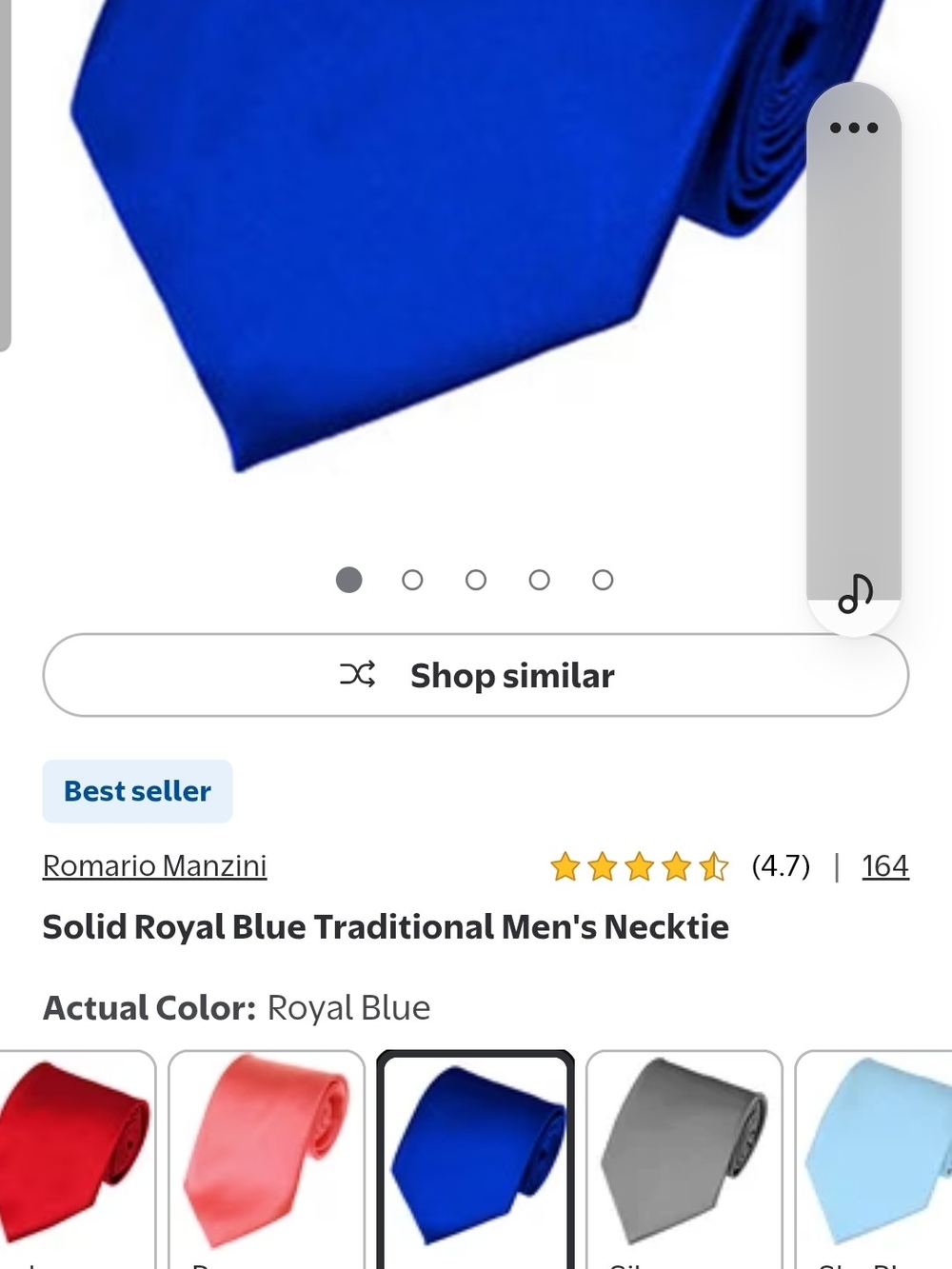 Solid Royal Blue Men's Necktie